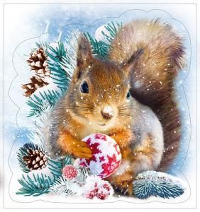 Наклейка двусторонняя «Новогодняя белочка» Наклейка двусторонняя «Новогодняя белочка»